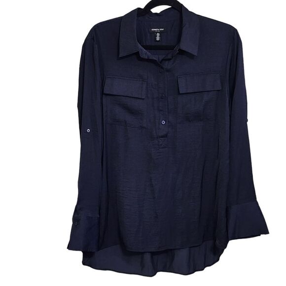 Kenneth Cole New York blue top long sleeve sz M - Picture 1 of 4